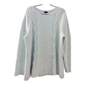 TALBOTS cable knit sweater 100% cotton size 2X , delicate light mint green.
